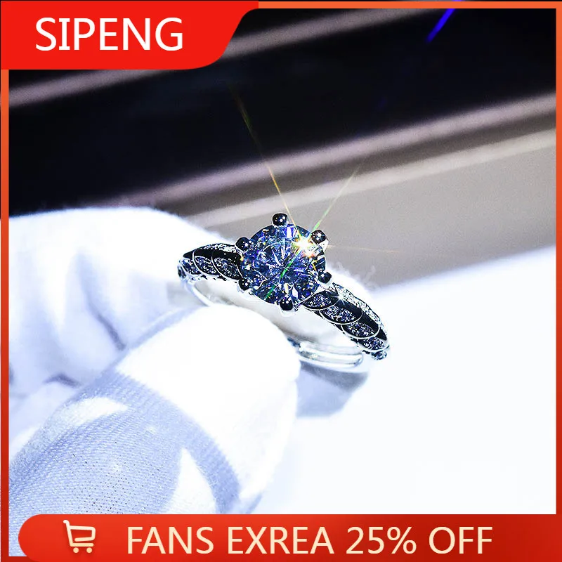 

Fashion Cubic Zircon Luxury Wedding Engagement Rings for Women Opening Ring Party Bridal Jewelry Gift