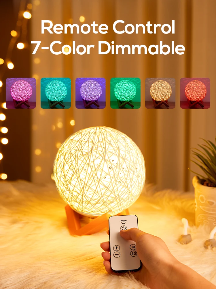 

Sepak Takraw LED Moon Night Light Creative Starry Gift With Remote Control Usb Charging Table Lamp Bedroom For Home Decoration