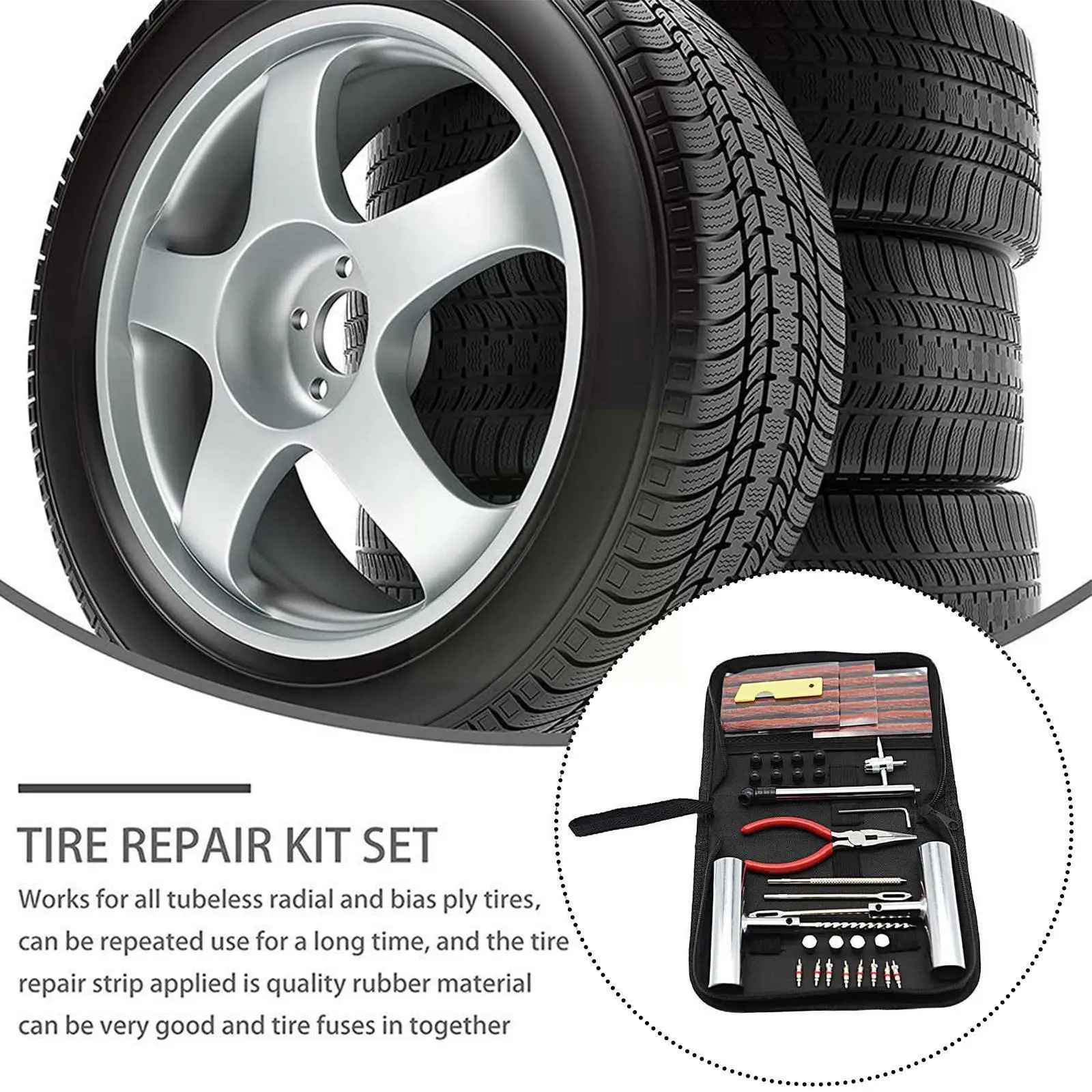 

Motorcycle Anti-puncture Kit 46pcs Flat Tyre Repair Tires Tubeless Repair Kit Automotive Patch Tire Original Repair Tools S C1p1