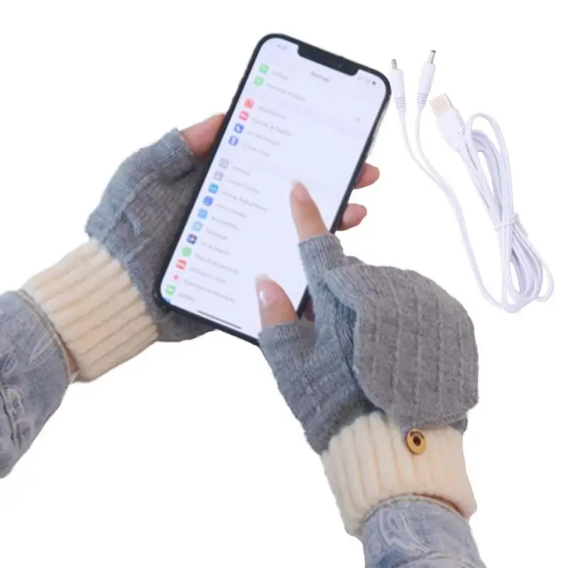 

Перчатки с подогревом от USB, перчатки с подогревом от USB, двухсторонние моющиеся теплые перчатки с подогревом для ноутбука, трикотажные перчатки без пальцев
