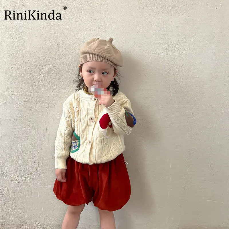 

RiniKinda Winter Baby Girl Clothes Set Knit Girls Set Sweaters+Shorts Bloomers 2pcs Kids Clothing Girls Cotton Knitted Suits