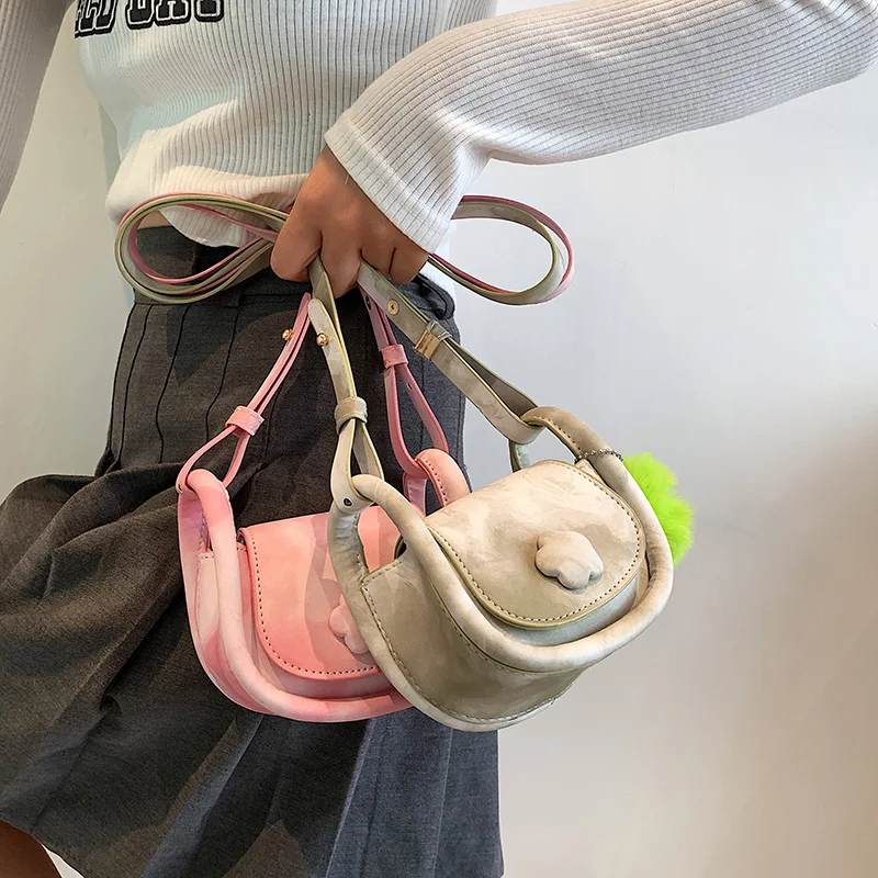 

INS Luxury Women Mini Handbag and Purse Chic Saddle Bags Pink Green Crossbody Bag Female Shoulder Bags Lipstick Small Bag Clutch