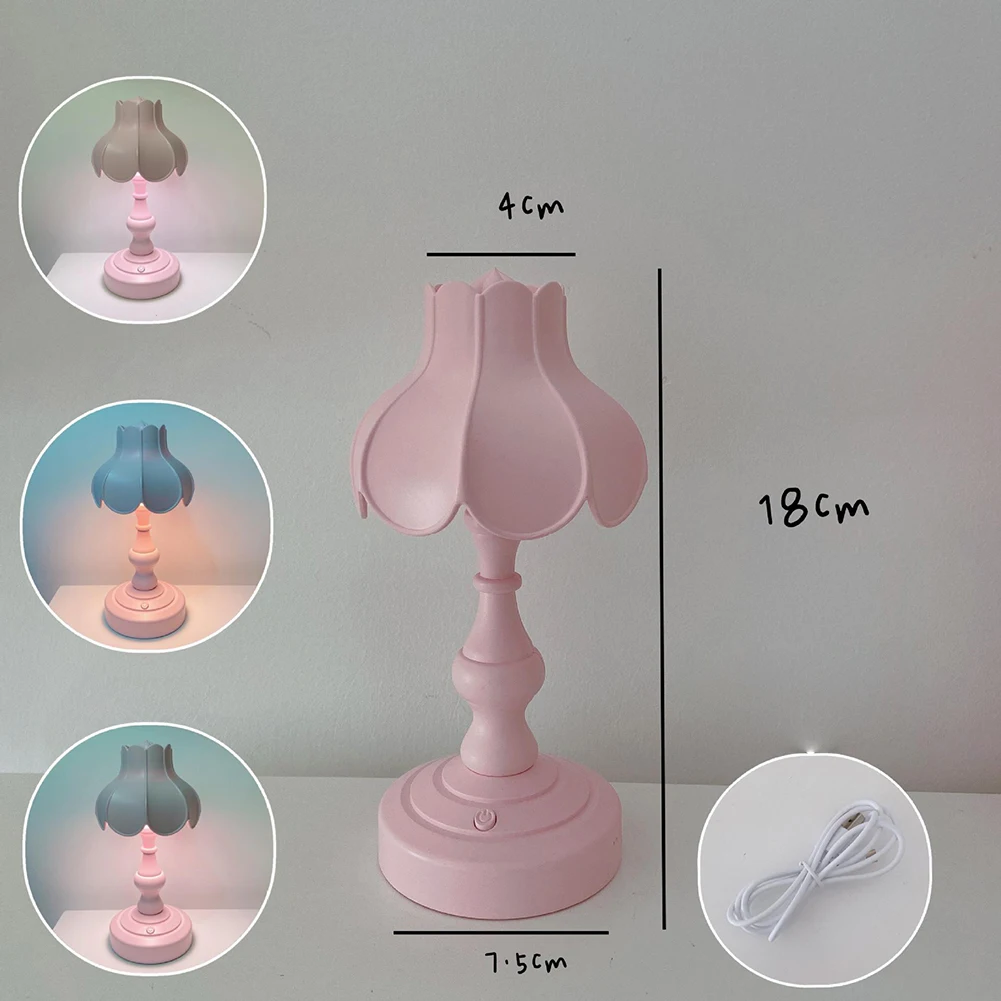 

LED Light Table Light USB Light USB Bedside Home Decoration Light Rechargeable LED Retro Lotus Shape Energy-saving Light