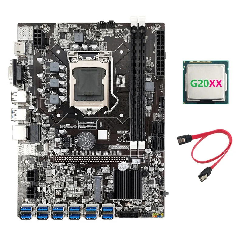 Фото Материнская плата AU42 -B75 USB ETH для майнинга + G20XX CPU + SATA кабель 12xpcie к USB3.0 DDR3 MSATA LGA1155 B75 BTC, материнская плата для майнинга №2