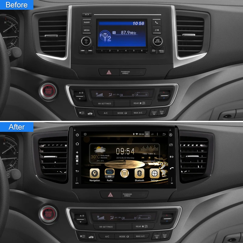 8-дюймовое автомобильное радио с сенсорным экраном Android для Honda PILOT 2015- GPS-навигация