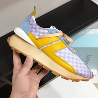 2021 new retro s90 soft mixed gingham color shoe women thick sole german training shoes bumper shoes sports casual shoes