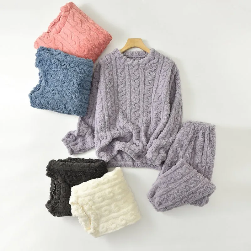 Коралловый флис жаккардовая домашняя одежда комплект из 2 предметов теплый