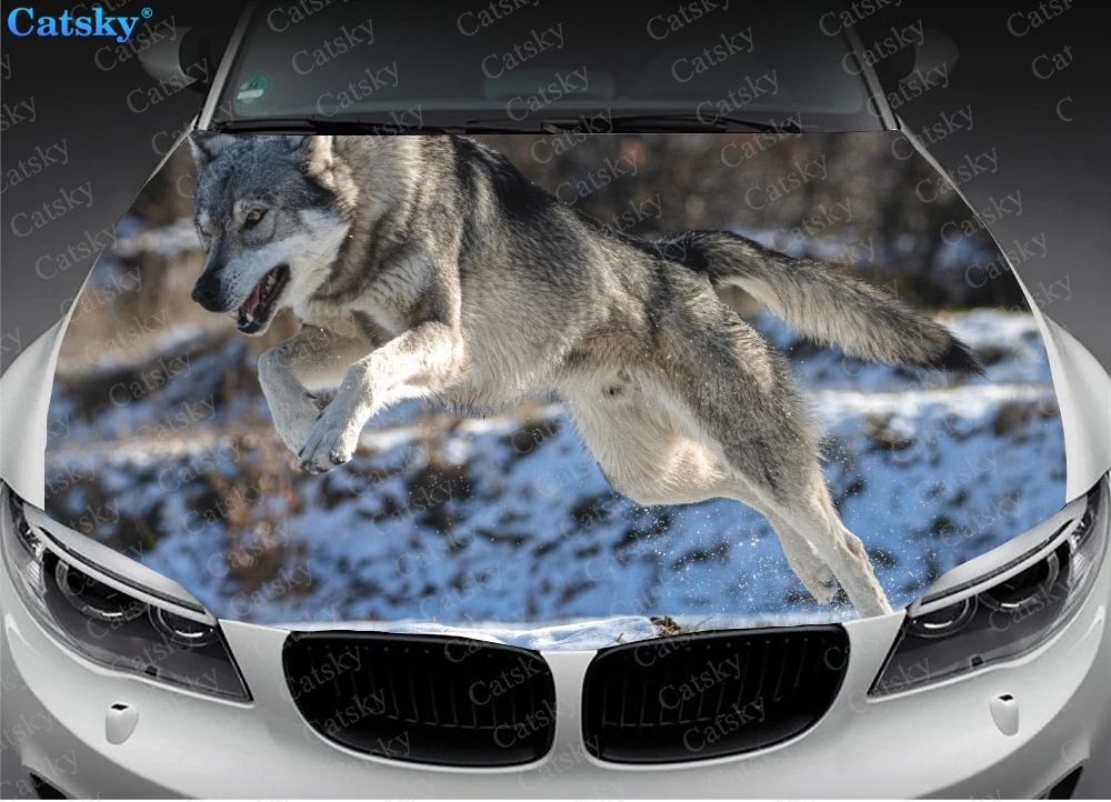 

Wolf animal wolf king Car hood wrap lion decal, bonnet vinyl sticker, full color graphic decal, CUSTOM made to Fit Any Car