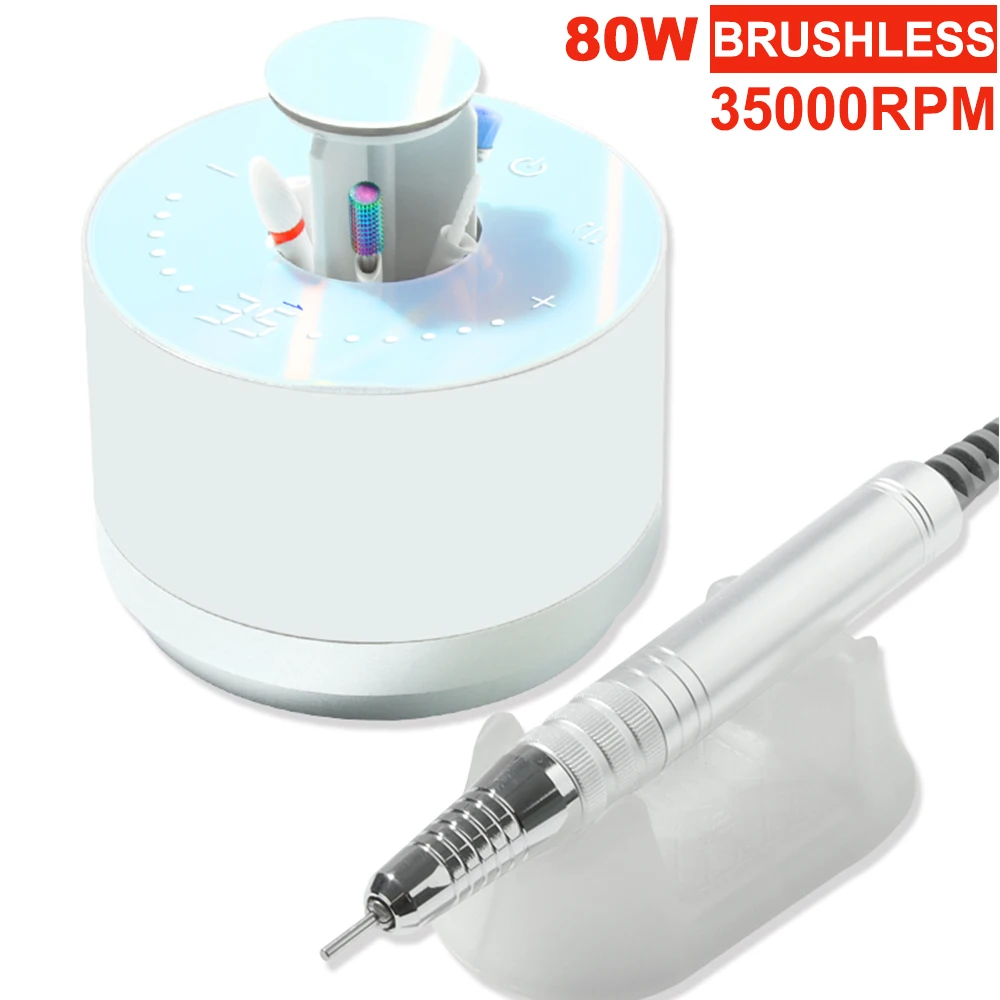 High Quality Brushless Nail Drill 80W 35000RPM Manicure Machine Professional Electric Nail Sander 0 Noise Nail Cutter for Salon