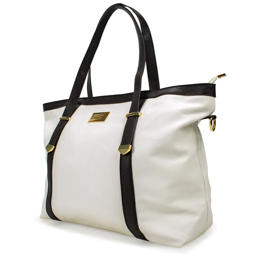 

Anna Vegan Leather Tote Weekender Travel Bag (White)