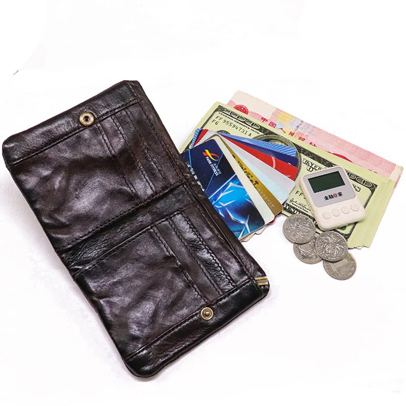 Pleated Leather Wallet for Men Credit Card Coin Pocket Mini Money Bag Slim Short Small Purse Minimalist Wallet for Male