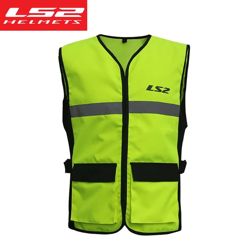 Дышащий мотоциклетный светоотражающий жилет LS2, флуоресцентная рабочая одежда, высоковидимый жилет для мотоциклиста, одежда для безопасности