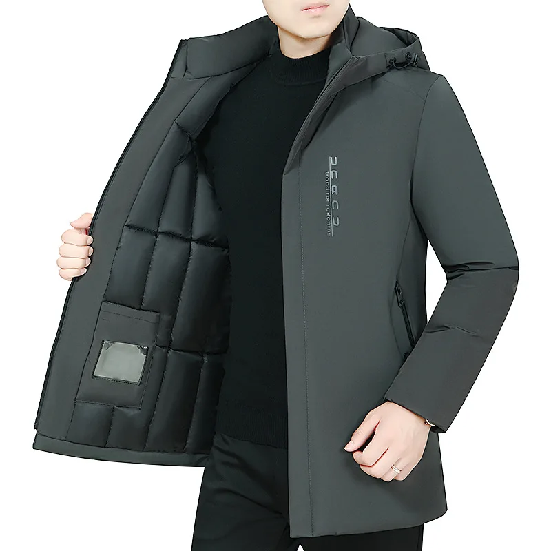New winter new mid-length cotton coat thickened plus size dad hooded cotton coat thickened coat men's coat