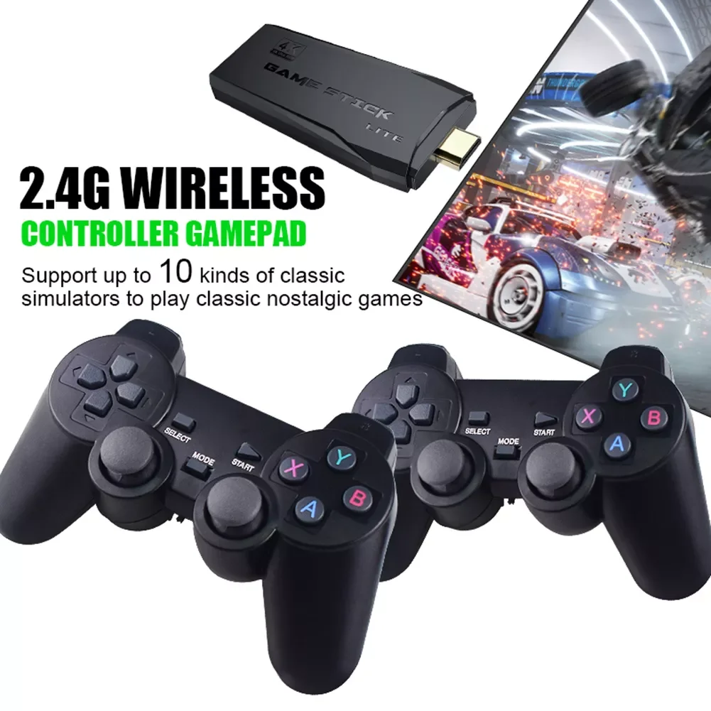 

4K HD Video Game Console 64GB 10000 Games 40 Emulators Game Player Retro TV Game Stick Double Wireless Controller For PS1/GBA/FC