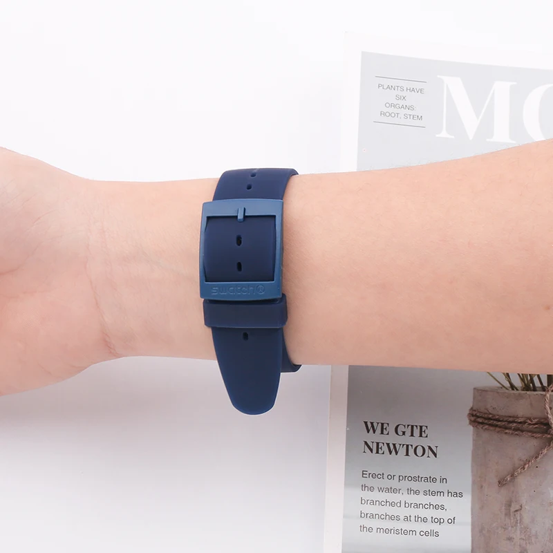 Silicone Watch band For Swatch 17mm19mm GW164 GB274 SUOB704 SUOW701 Sports waterproof watch strap buckle Watch accessories