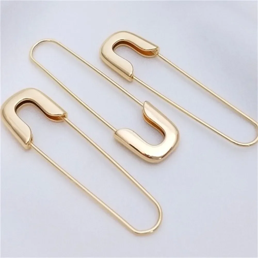 Позолоченные 14-каратные серьги в форме булавок скрепки для бумаг простые