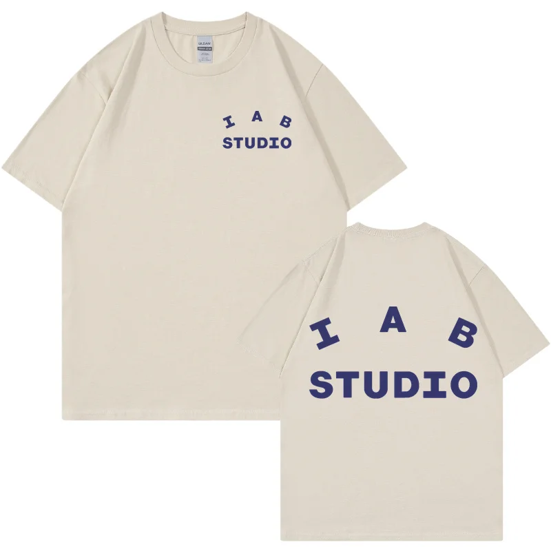 

IAB Studio Men T Shirt Cotton Harajuku Korean Graphic Print Women Short Sleeve T-Shirt Oversized Unisex Streetwear Hip Hop Top