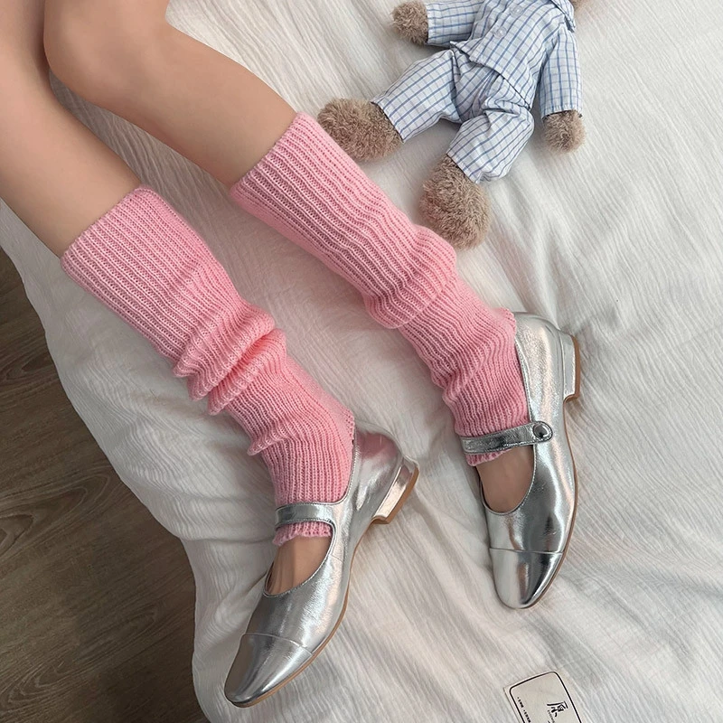fashionable Knitted Foot Step Socks Mid-tube Warm Socks for Women Leg Warmers Ankle Foot Cover Cute Girl Pile Socks