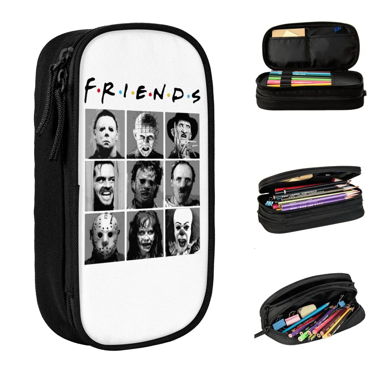 

Horror Characters Friends Halloween Jason Voorhees Pencil Case Pencil Pouch Pen Holder Big Capacity Bags School Gift Accessories