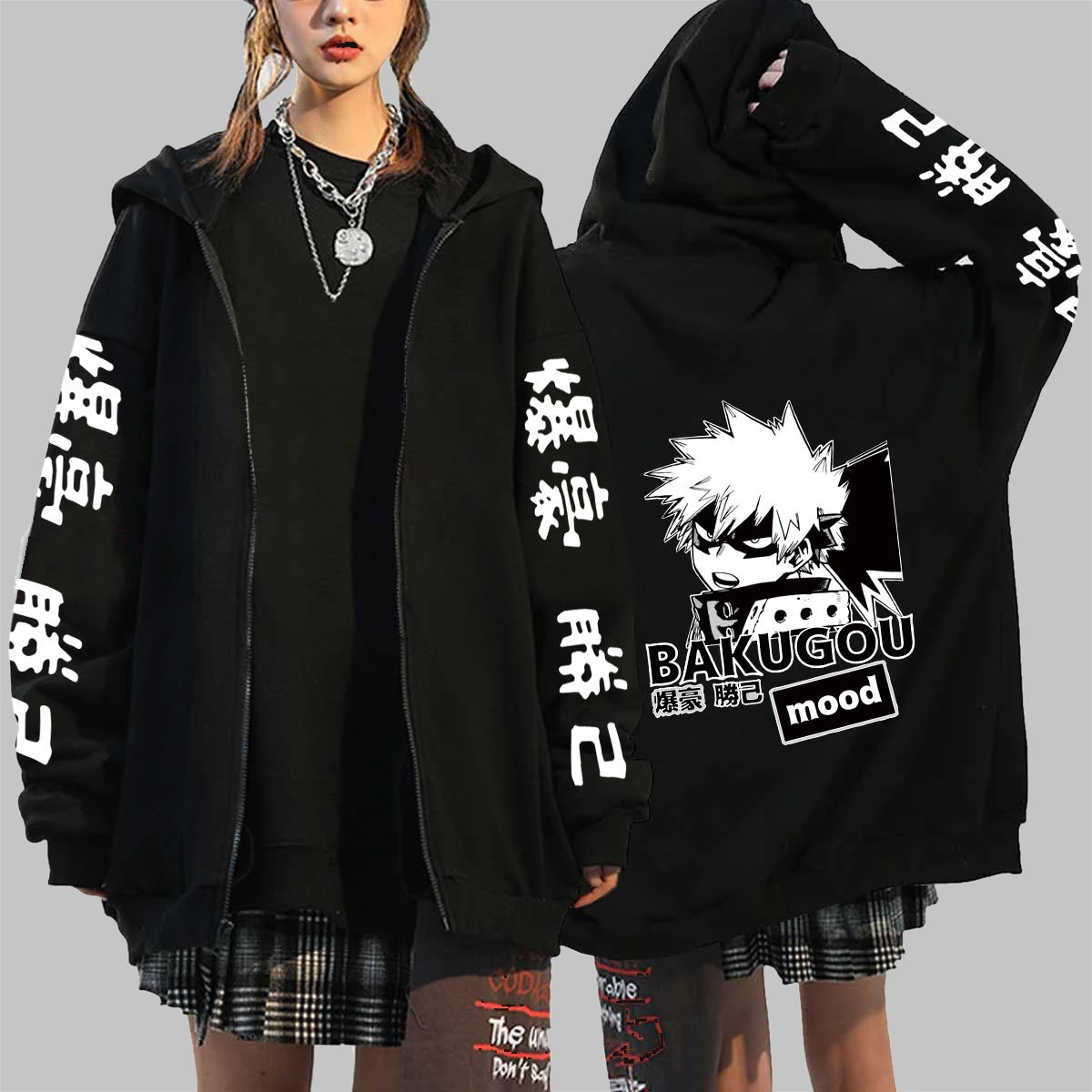 

Zip Up Hoodies Anime My Hero Academia Men Women Jackets Coat Long Sleeve Casual Harajuku Bakugou Katsuki Cosplay Zipper Tops