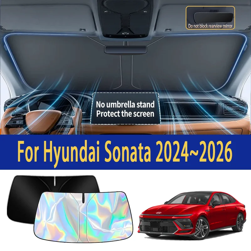 Фото Складной отражатель солнцезащитный козырек для Hyundai Sonata 2024 ~ 2026 2025 лобовое стекло автомобиля солнцезащитный козырек теплоизоляция летние автоаксессуары №1