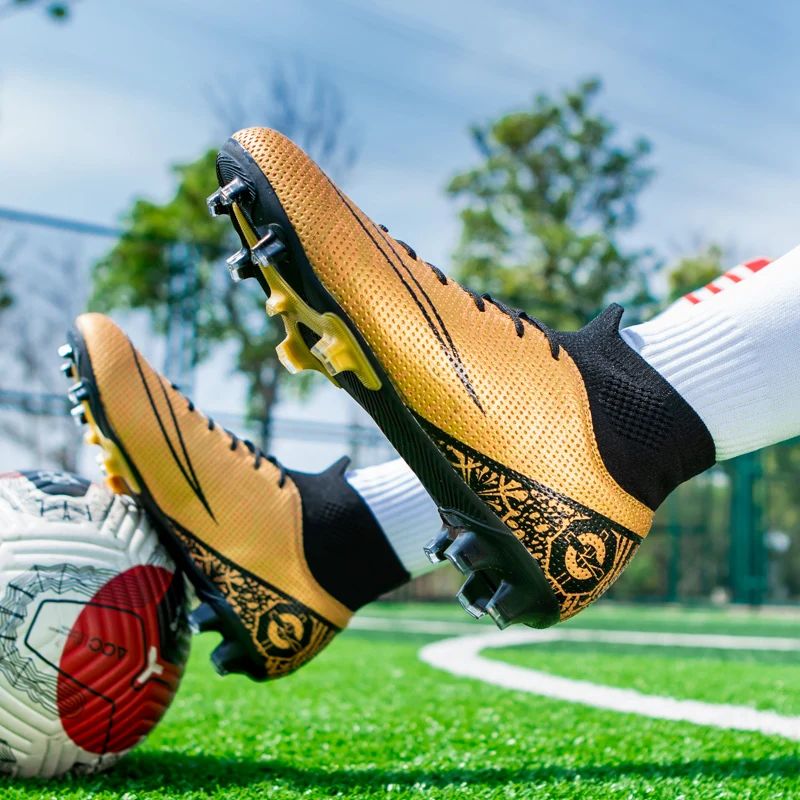 Men Football Shoes KidsTF/FG High Ankle Soccer Boots Outdoors Wear Resistant Cleat Grass Training Trend Women's Welt Sneakers