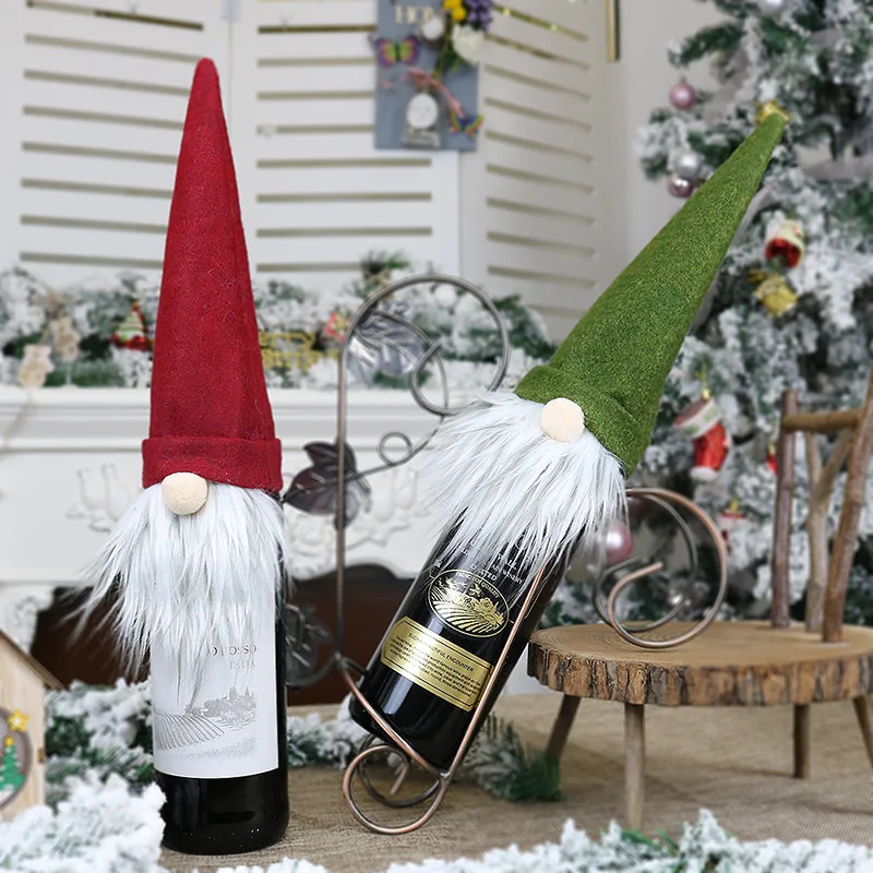 Champagne Wine Bottle Cover Faceless Old Man Christmas Doll Home Party Decorations Ornaments Kitchen Bar Accessories Bag Decor