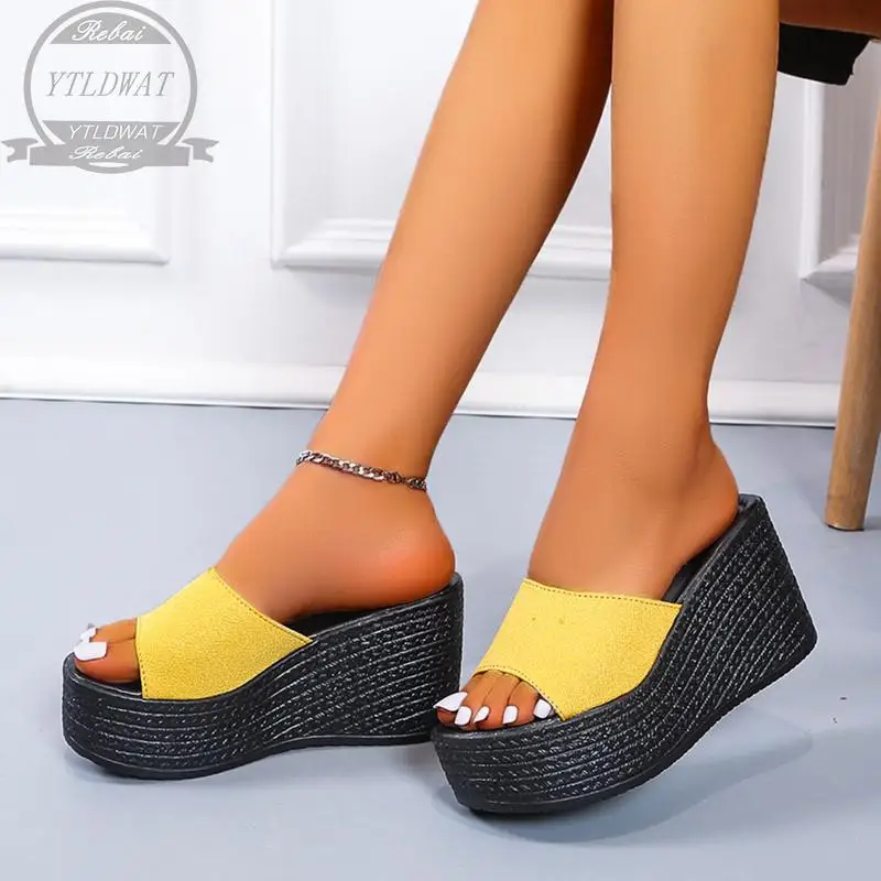 

Ytldwat 2021 New Women's Shoes Flower Sandals Car Line Non-slip Holiday Beach Seaside Slope Heel Comfortable