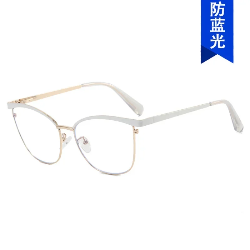 Новые женские металлические очки кошачий глаз с защитой от синего света модные