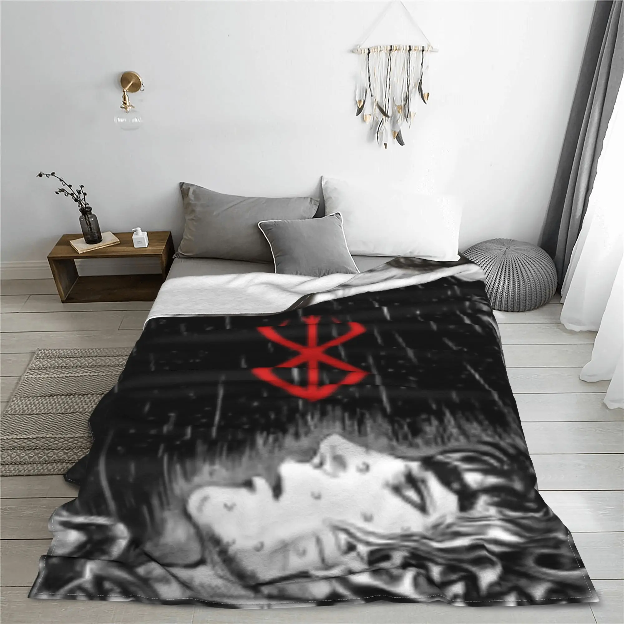 Японское одеяло для дивана с аниме-рисунком берсик мягкое плюшевое 50x60 дюймов