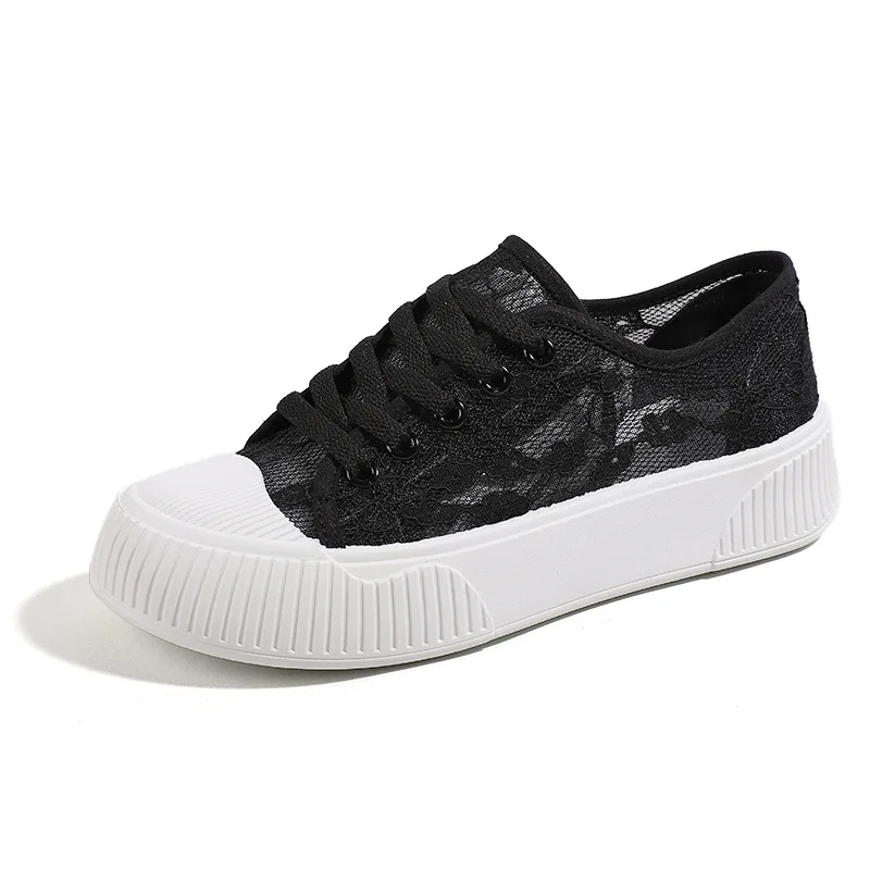 2023 Summer Women Lace Casual Shoes Woman Breathable Mesh Sneakers Flats Platform Floral Loafers Comfort Shallow Walking Shoes