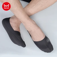 miiow 5pairs high quality invisible men boat socks summer non slip silicone heel cotton simple ankle sock slippers deodorant