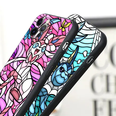 Чехол для телефона с витражами Pokemons Eevees Umbreons Sylveons для Apple iPhone 16, 15, 14, 13, 12, 11 Pro Max XS Max 8 Plus, чехлы