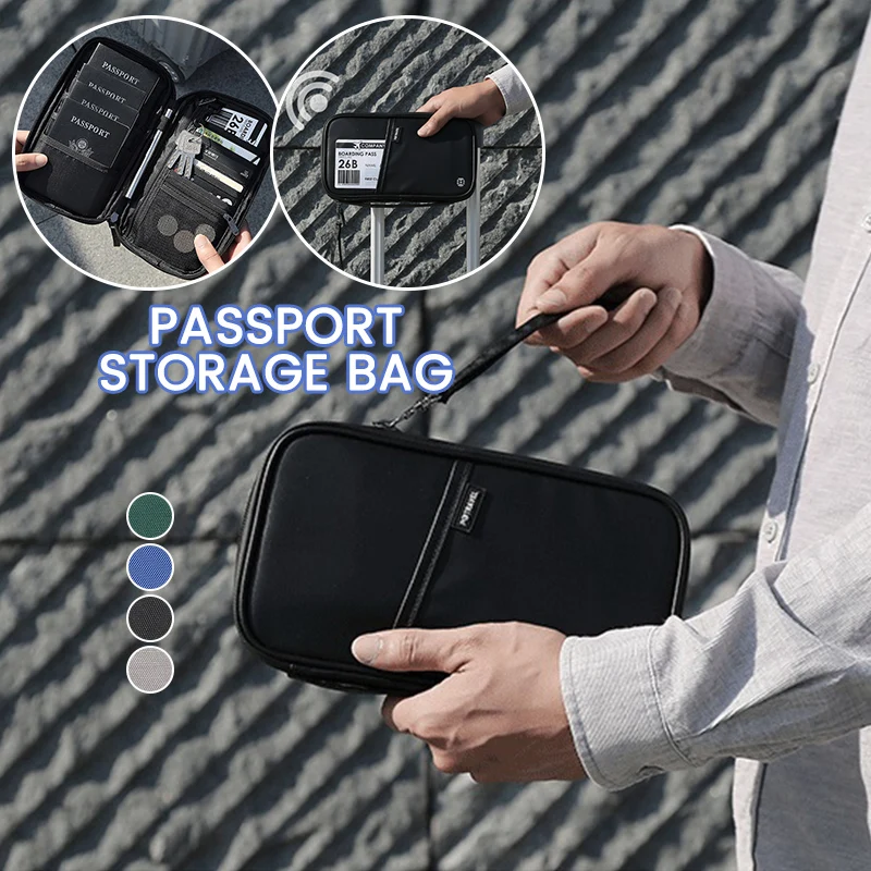 Travel Passport Document Ticket Holder Storage Bag Rfid Wallet Purse Zip Handbag Travel Storage Bag Anti-Theft Bag