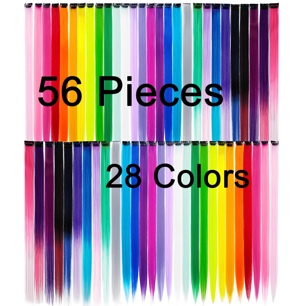 Highlight Colored Clip on Hair Extensions 22inch Straight Ra