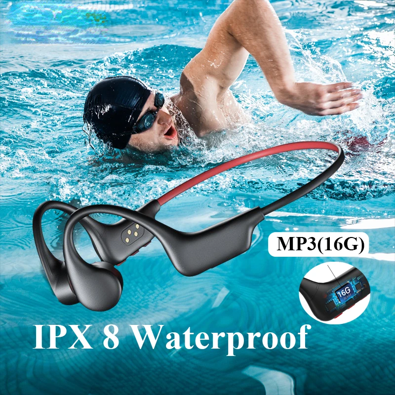 

Wireless Earphone Bone Conduction Bluetooth 5.3 Headphone Sports Headset Waterproof With Mic Ear-hook IPX8 TWS Bass Hifi Stereo