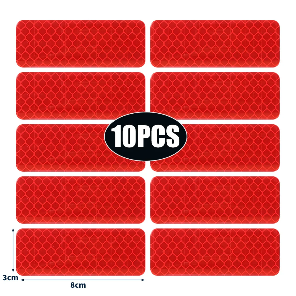 

50/10 шт. светоотражающие наклейки на бампер автомобиля, светоотражающая предупреждающая полоса, лента, безопасные наклейки-отражатели, наклейки, предупреждение о безопасности 3*8 см