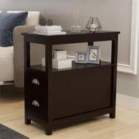 for living room sofa rustic furniture sofachairside side table end table with 2 drawer and open shelf narrow space nightstand