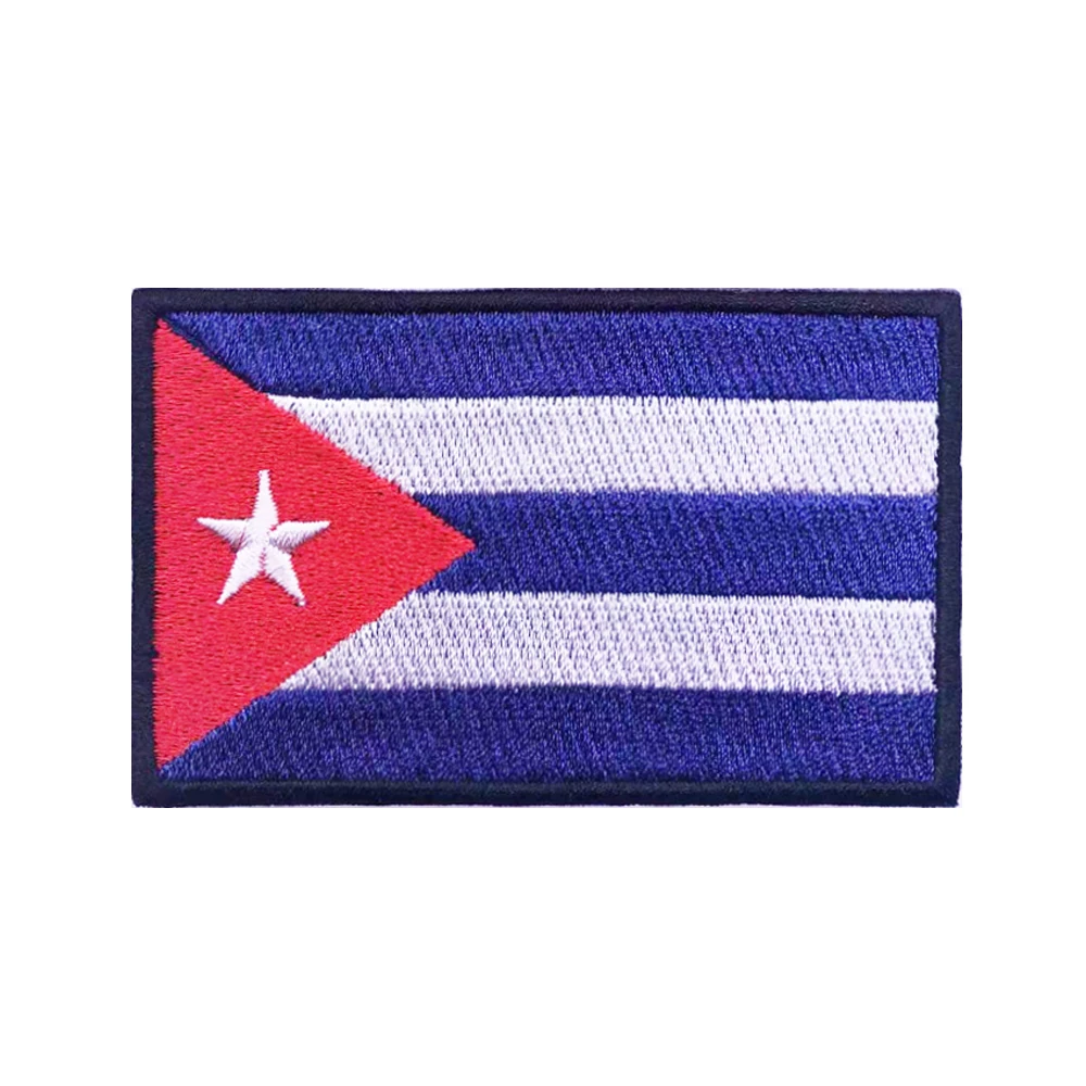 Cuba flag Cuban Patches Armband Embroidered Patch Hook Loop Iron On Embroidery  Badge Military Stripe