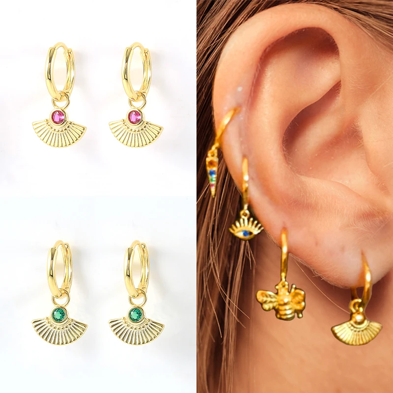 

Серьги-гвоздики с цирконом и разноцветными фестонами для женщин, серьги в стиле бохо, одинаковые серьги, популярные подарки Вечерние