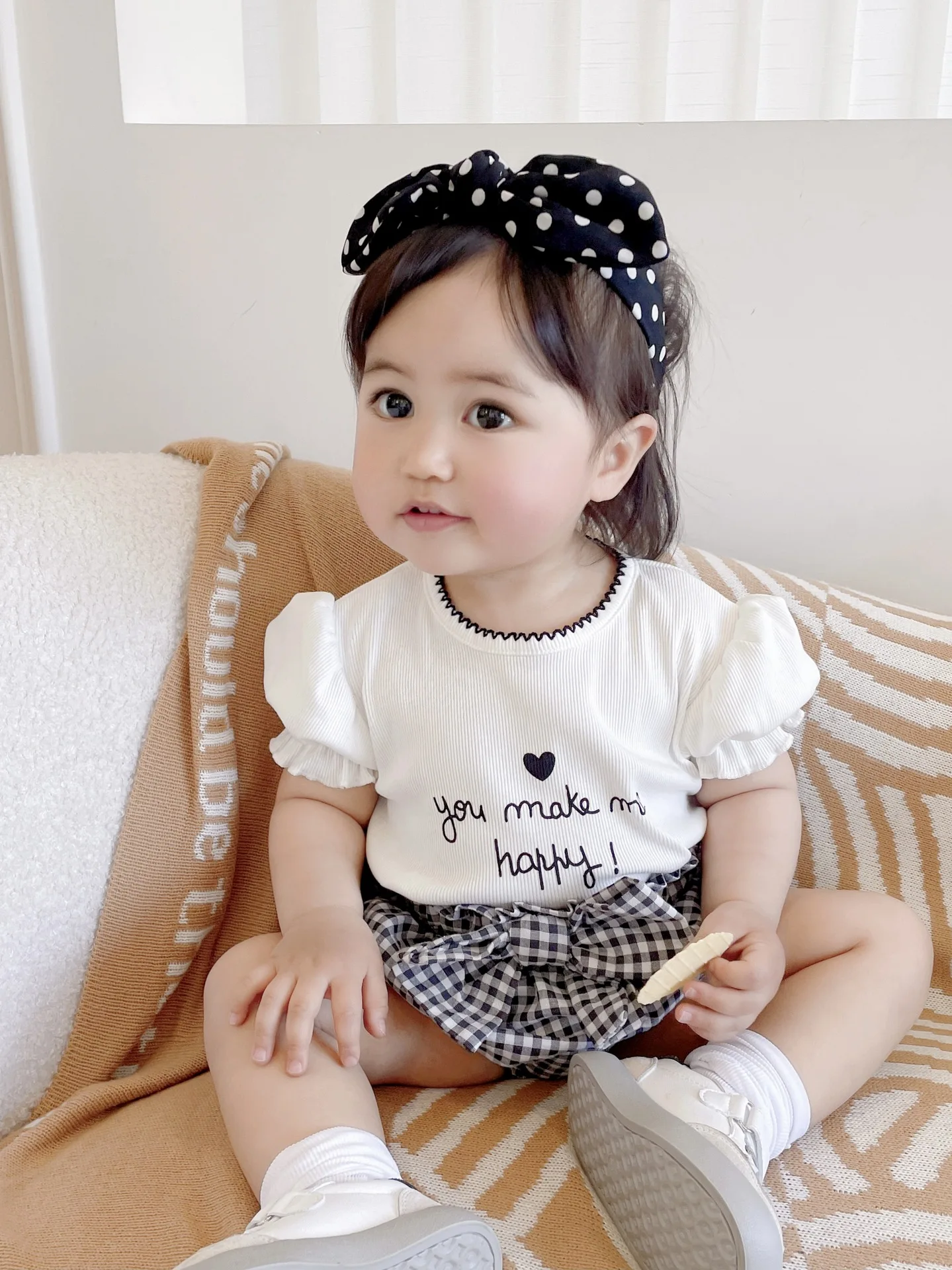 

Children Girls' Tee Flower Bud Short-sleeved T-shirt 2023 Summer New Arrival Western-style Wood-ear Baby Sweet Infant Baby's Top