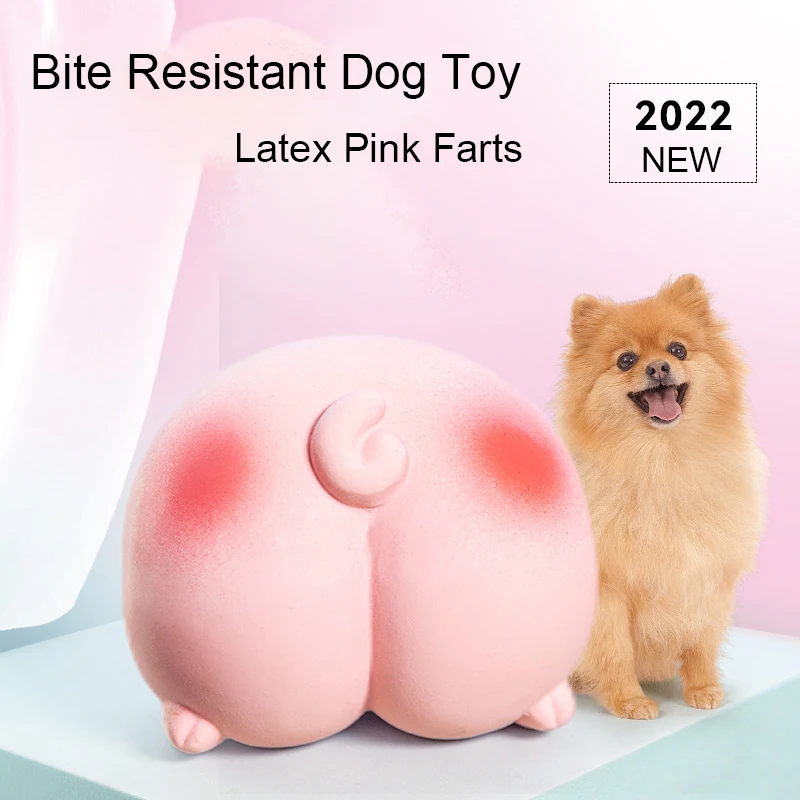

2022 New Pet Toy Latex Simulation Pink Fart Cute Interactive Soft Sound Funny Resistant Non Toxic Dog Toy Chew Puppy Teething