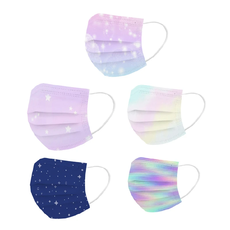 

Одноразовая маска для лица с градиентом звездного неба, 3-слойная противопылевая дышащая защитная маска для девушек, маски