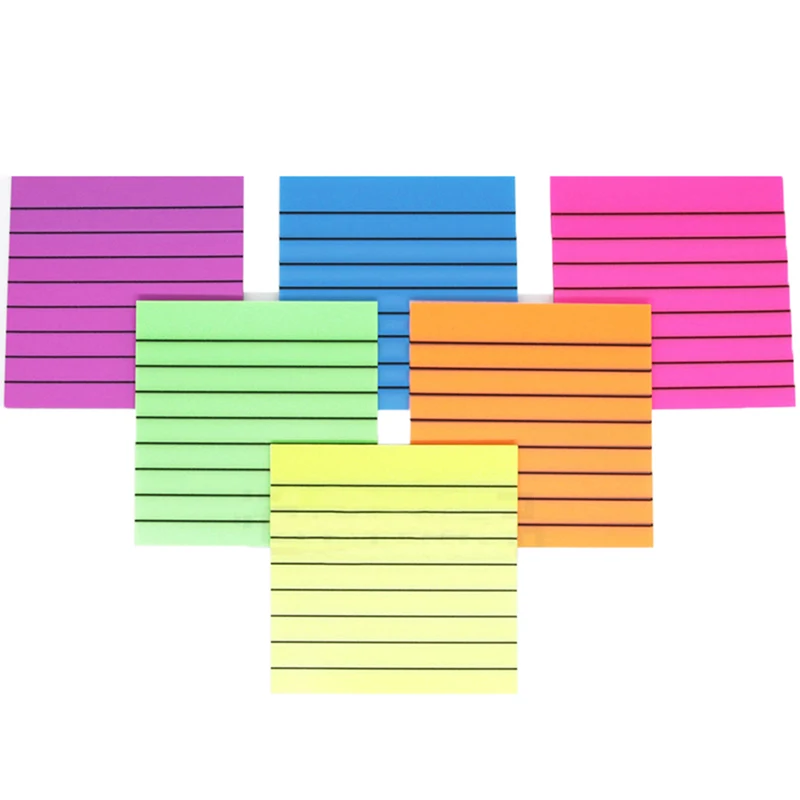 

50Sheets Color Transparent Sticky Note Horizontal Line Index Sticker Student Message Notebook Waterproof And Writable Stationery