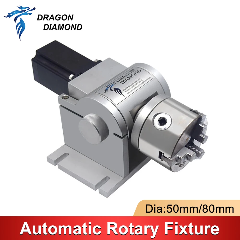 DRAGON DIAMOND Laser Rotary Engraving Attachment with Chucks Max Dia.50/80mm For Laser Marking Machine