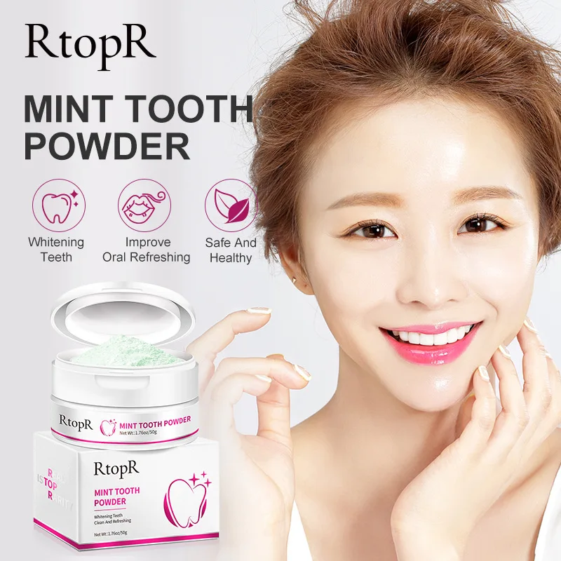 

RtopR Teeth Whitening Powder Pearl Essence Natural Dental Toothpaste Toothbrush Kit Oral Hygiene For Remove Stains Plaque 55g