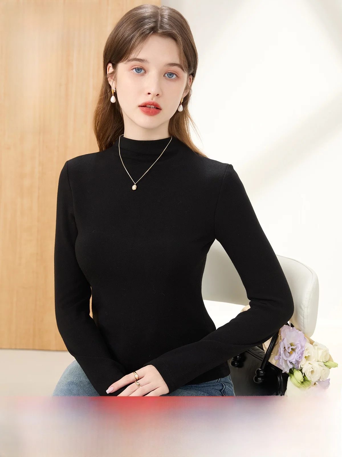 Марлевая ткань Fey теплая простая однотонная трикотажная нижняя рубашка с