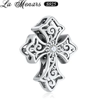 la menars 925 sterling silver cross charm for bracelet necklace making fine jewelry beading wrist jewelrys beads