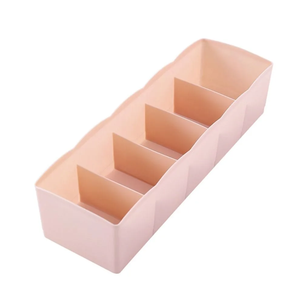 Фото Multifunction Clothes Storage Case Can Be Stacked 5-Grid Underwear Storage Box Durable Compartments Bras Storage Box №1