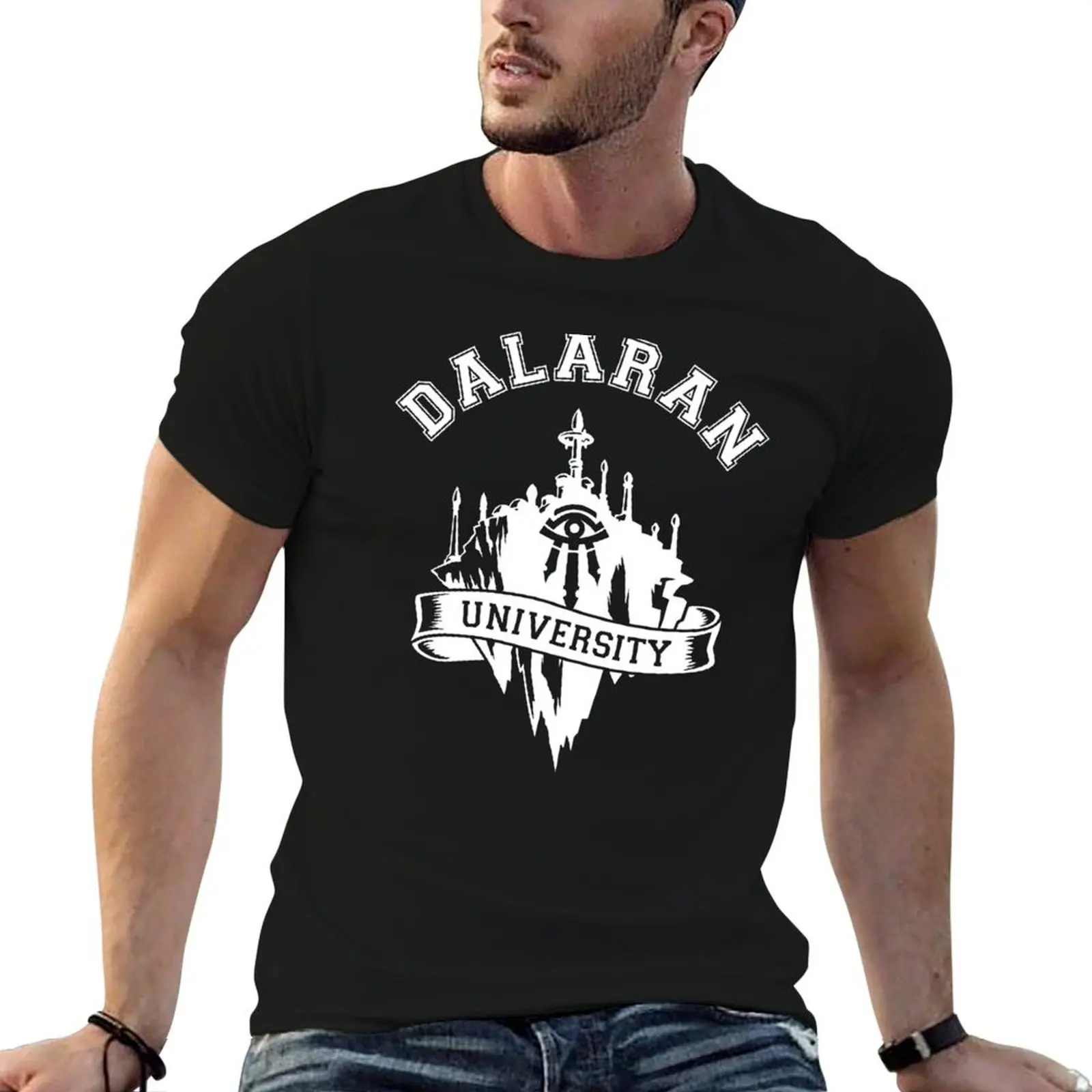 Фото Футболка Dalaran University для повседневной носки, однотонная, с коротким рукавом №1